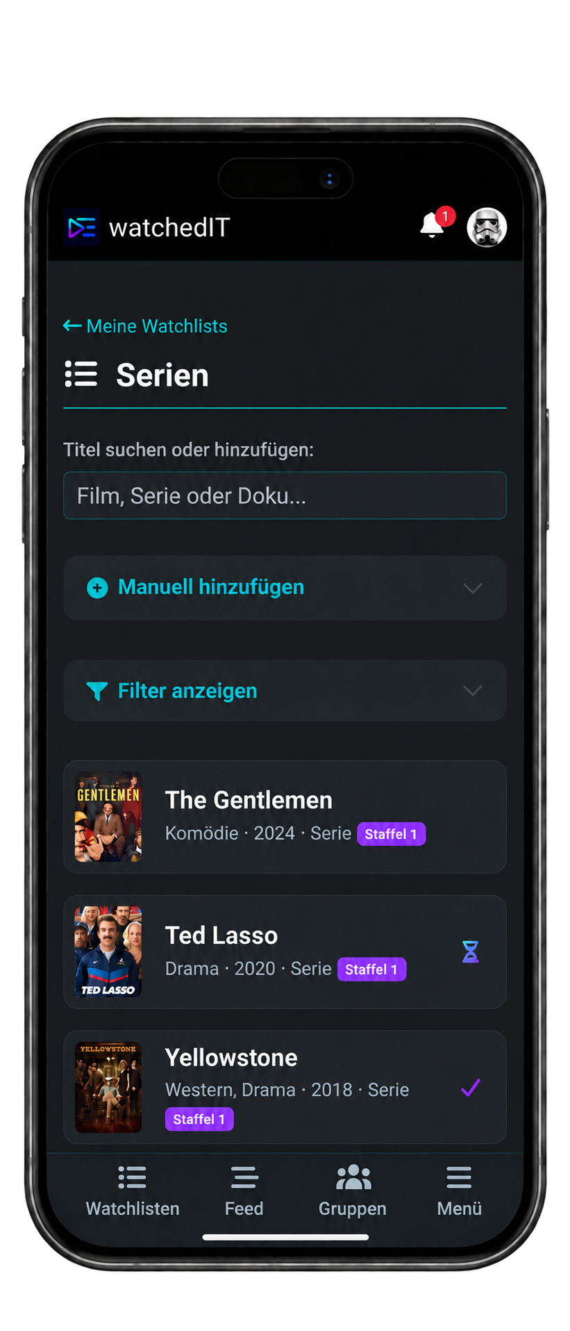 Persönliche und geteilte Watchlisten in watchedIT